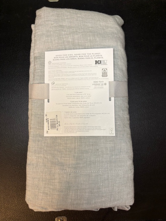 Pottery Barn Kids Belgian Linen Crib Skirt in Light Gray - Picture 2 of 2